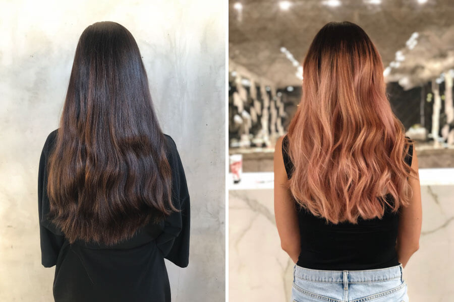 Brunette to red head before and after