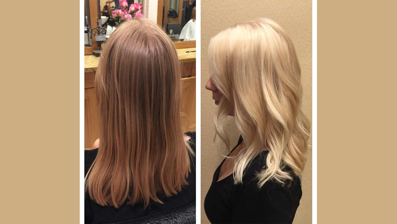 blonde luxe hair color before and after
