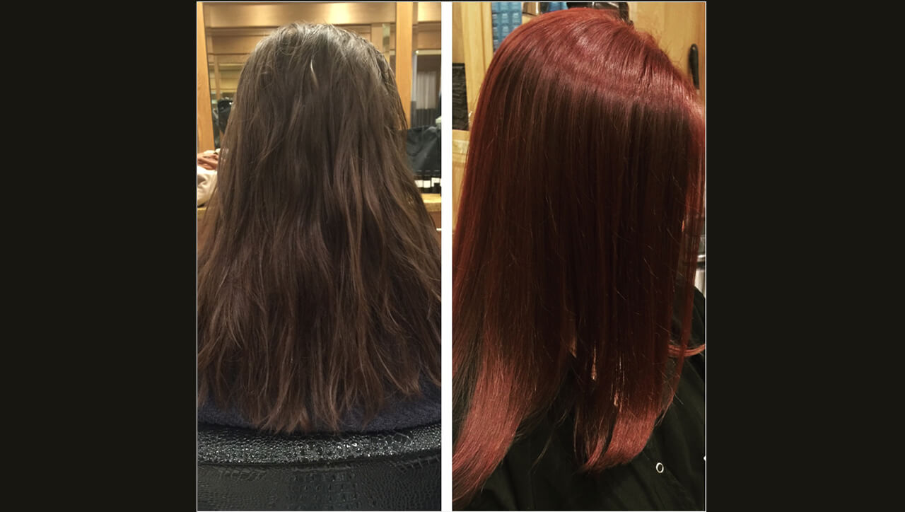 Red Hair Color Formula Model Before and After