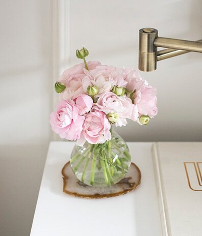 Beautiful Pink Florals on Night Stand