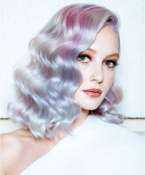 Beautiful model with lavender and blush pink hair