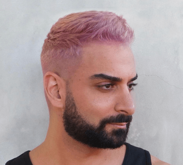 Man with pink hair