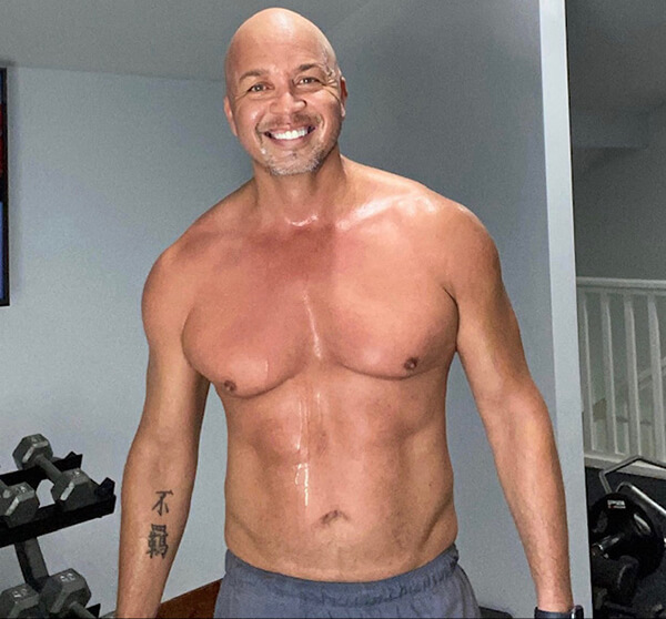 Shirtless Male smiling for camera