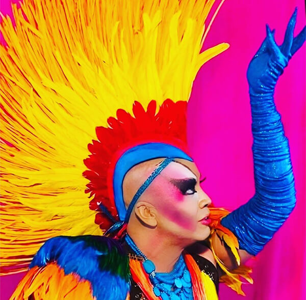 Drag Queen With colorful headdress