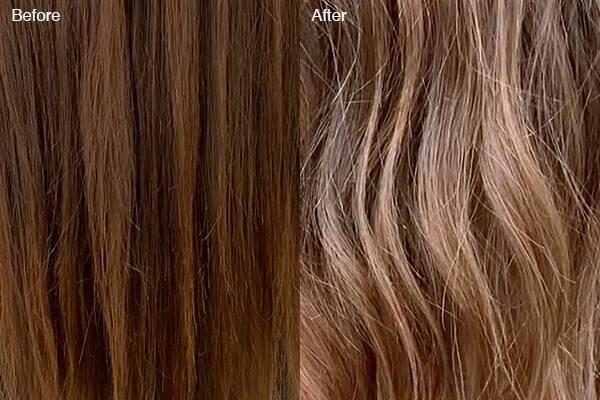 before and after picture of light brown to dark brown
