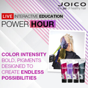 Color Intensity Power Hour banner with color tubes and client in foils