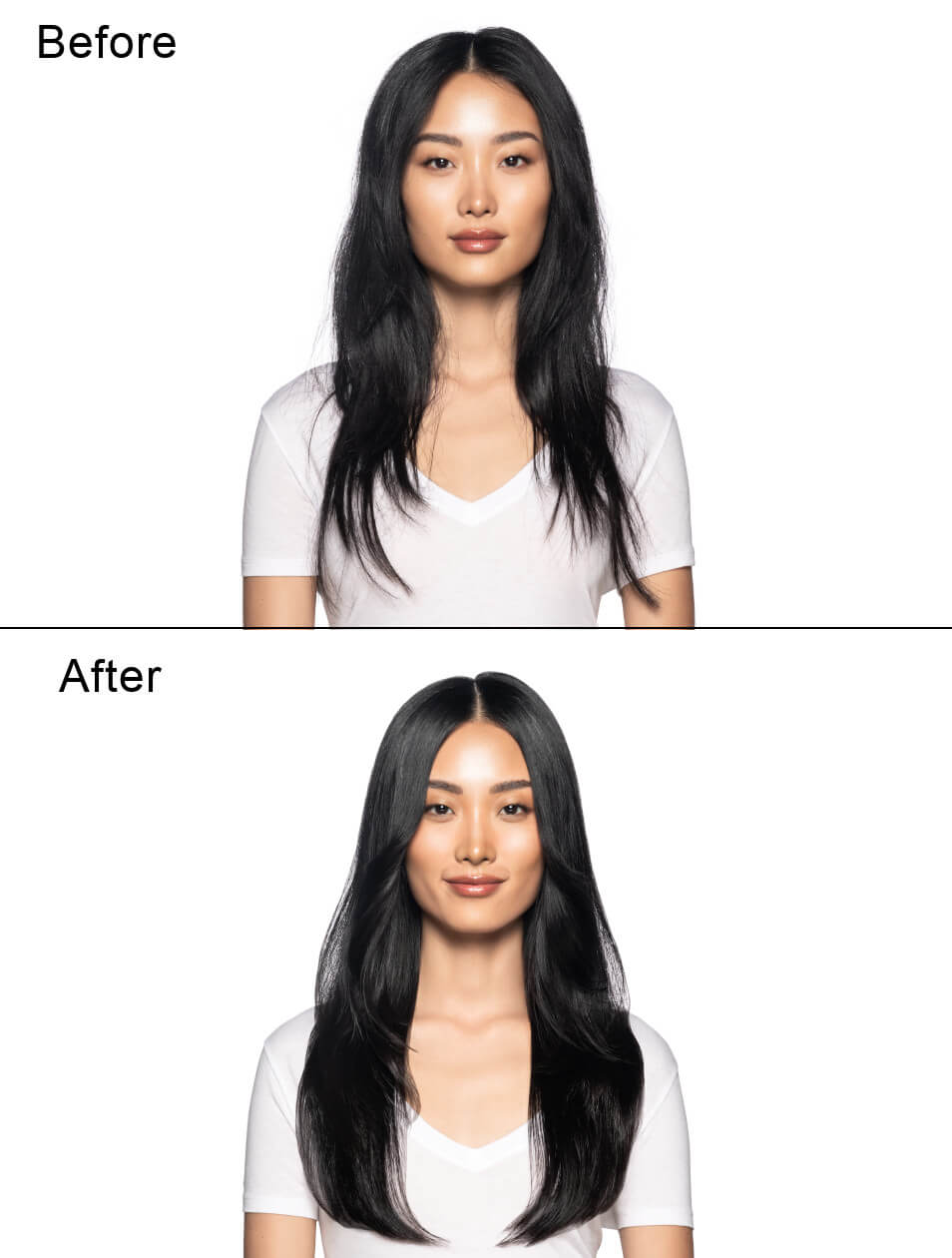 before and after hair model