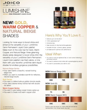 lumishine demi permanent gold warm copper, natural beige fact sheet