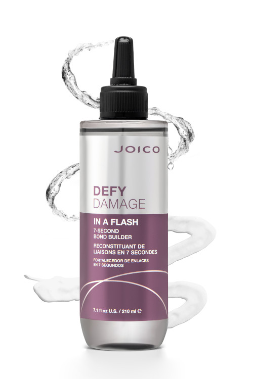 defy damage in a flash bottle with liquid to creme swirl