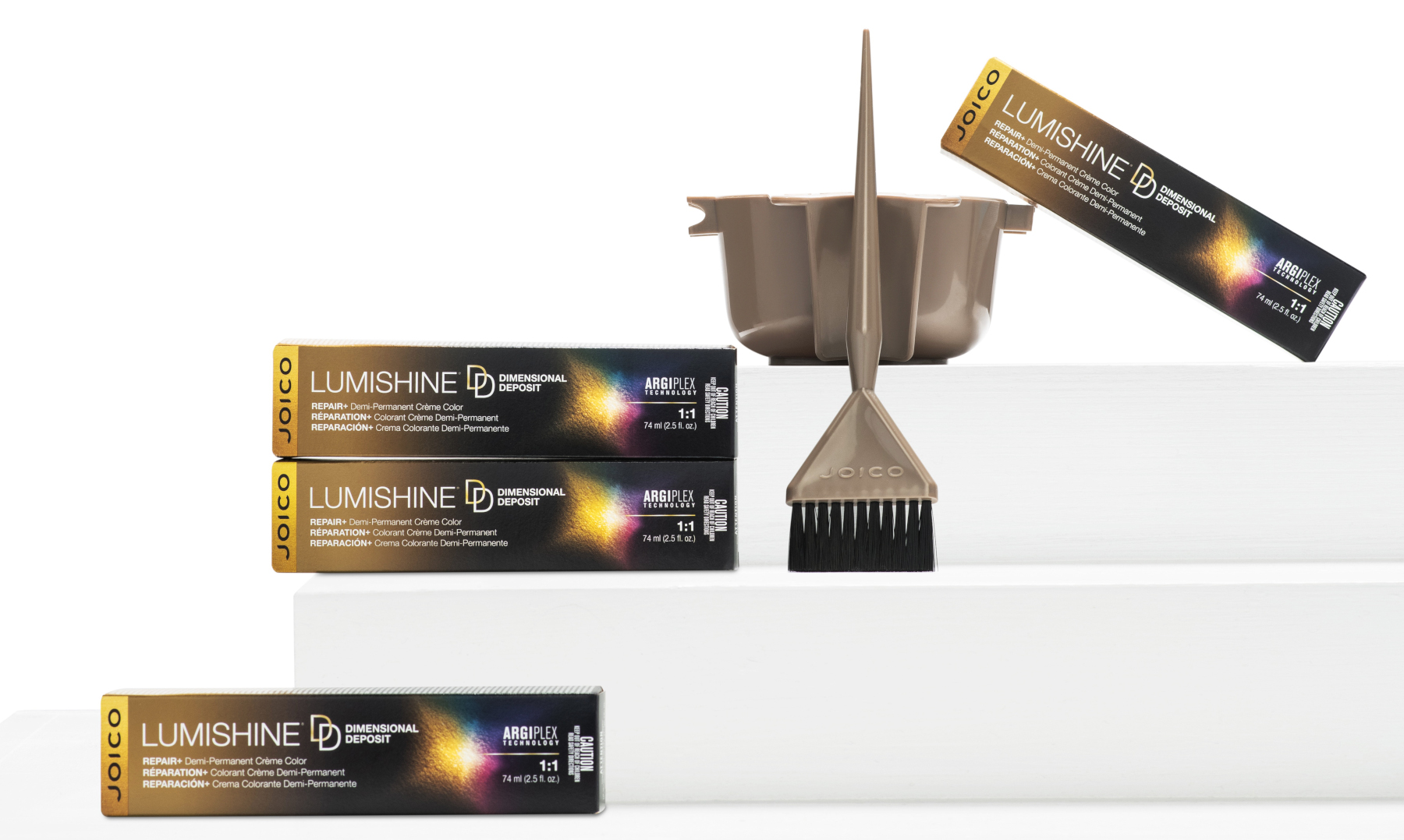 lumishine demi-permanent creme color boxes with mixing bowl and brush
